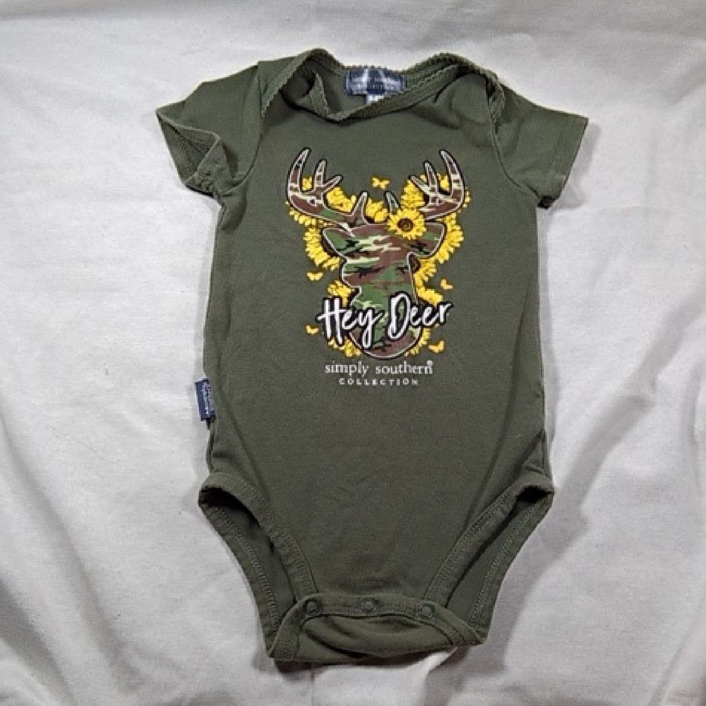 Simply Southern Kids Olive 'Hey Deer' Bodysuit